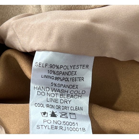 Reverof Full Zip Moto Jacket Womens L Faux Suede Asymmetrical Crop Tan NEW - Picture 4 of 4